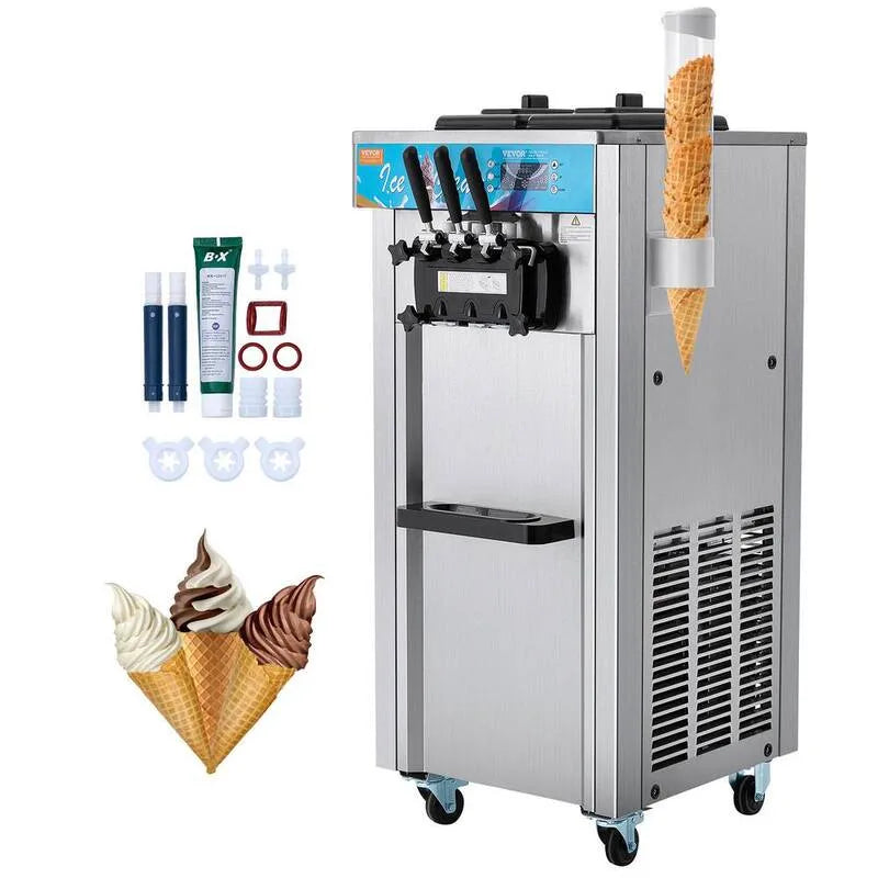 Machine commerciale à crème glacée à service doux 21-31L/H, conception commerciale, 1800W, 11, 6 Qt, argent, 11.6 Qt