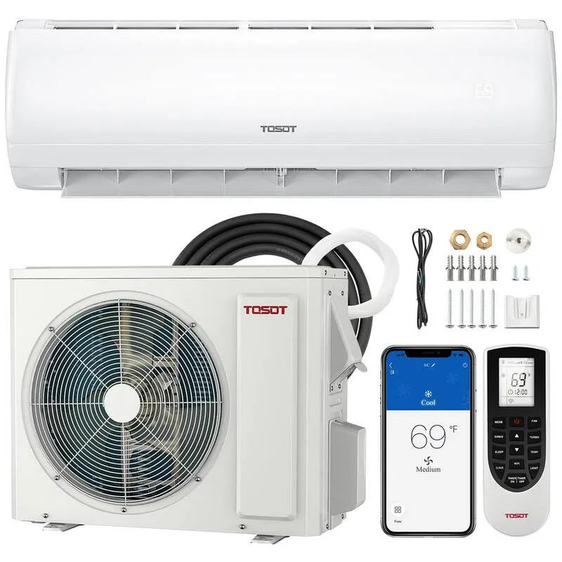 Système Mini Split sans conduit 9000 BTU SEER2, 20 SEER2, 115V, Système de chauffage par onduleur Wi-Fi activé, fonction de chauffage, 9,000 BTU