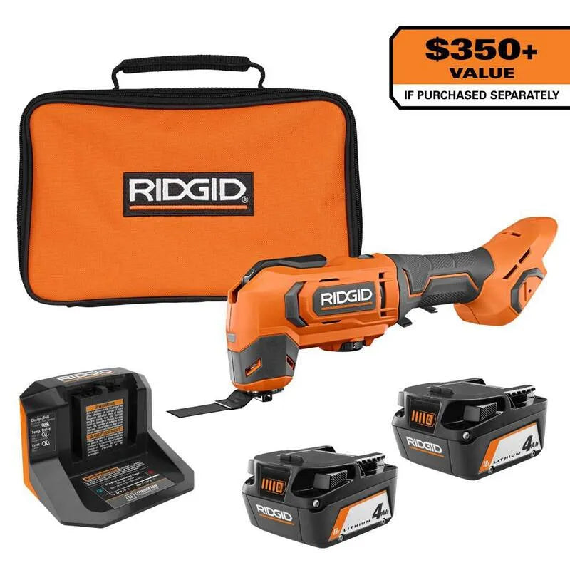 RIDGID, 18V, sans fil, 4. 0 Ah Batteries, 18V sans fil Oscillateur Multi-Outil avec, 4.0 Ah