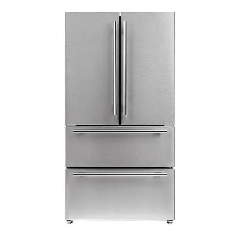 machine à glaçons, 36 po, 19. 2 Cu. Ft, Panneau arrière en acier inoxydable, Réfrigérateur de porte français, Moena, 36 in, 19.2 Cu. Ft