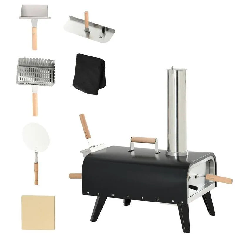 Four à pizza extérieur Pellet, 12 po, Design compact portable, Design pliable, Bois, 12 in