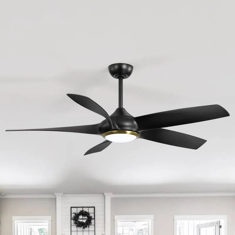 Ventilateurs de plafond en or avec lumière, 54 po, télécommande, intérieur, noir, 54 in