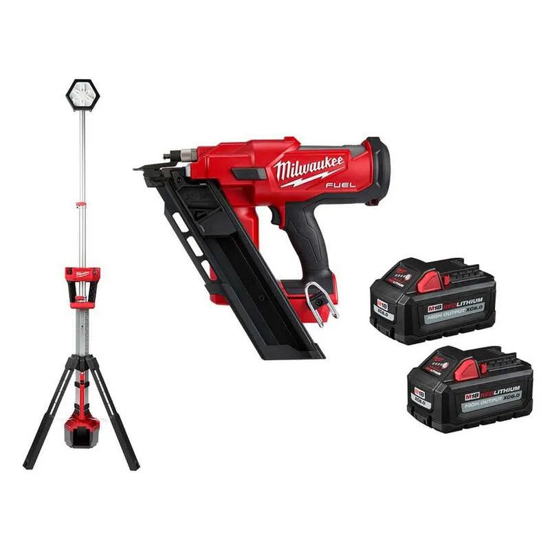 18-Volt Milwaukee 18 Volt Tower éclairage, 3-1/2 po, Deux piles 6Ah HO, sans fil Design, M18, 30, sans brosse, 2 in